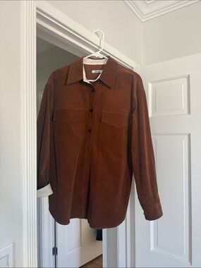 Brown Corduroy Button-Down Shirt